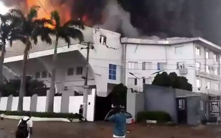 Breaking: Fire Guts Pastor Chris Oyakhilome's Church Headquarters in Lagos