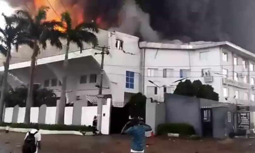 Breaking: Fire Guts Pastor Chris Oyakhilome's Church Headquarters in Lagos