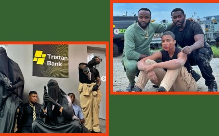 Outrage  Unleashed Against  Femi Adebayo, Nancy Isime Over Latest Movie Poster Featuring Hijab/Niqab-Clad Women Wielding Guns in Bank Robbery Scene