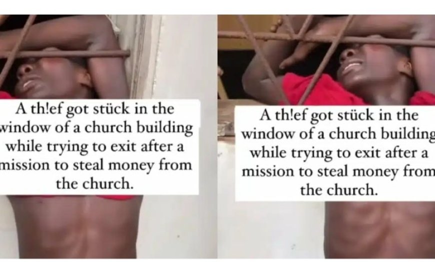 Drama Unfolds As Suspected Thief Gets Trapped Attempting to Steal from Church