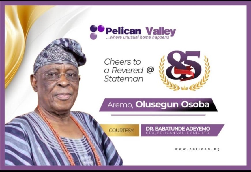 Pelican Valley Celebrates Aremo Olusegun Osoba at 85               ...Says Foremost Real Estate Firm is a Beneficiary of Ex-Governor's Rural Development Initiatives