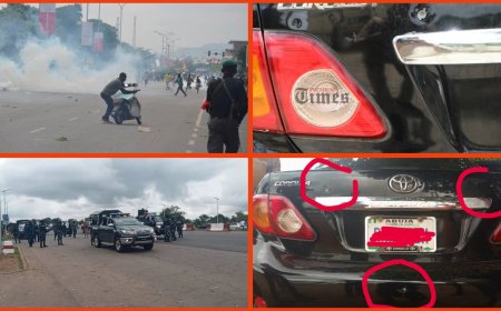 Free Press Under Attack As Security Operatives Shoot At Journalists Vehicle During Day 3 at Abuja Protests