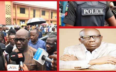 Edo Nocturnal Political Drama: Police DIG Forces Governor Obaseki Out of INEC Office