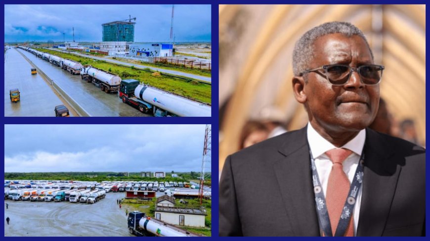 Dangote's Petrol Supply: Nigerians Express Mixed Feelings As NNPCL Deploys Hundreds of Trucks To Dangote Refinery’s Fuel Loading Gantry