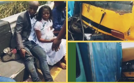 Lagos Netizens React, Call for Reforms of LT Buses After Newly-Wed Couple, 16 Others Escape Death in Third Mainland Bridge Multiple Collision