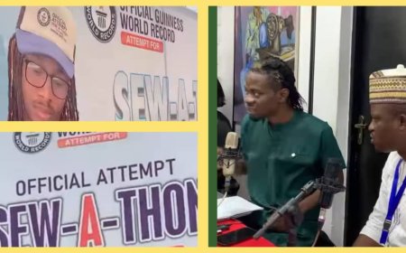 Guinness World Records Sew-A-Thon Attempt: APC Youth League Leader Lamide Lawal Shows Solidarity for Ogun Youth