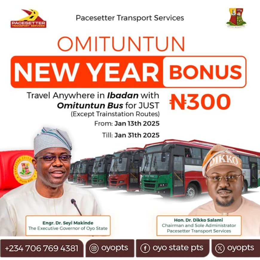 OMITUNTUN BUS BONUS: Ibadan Residents Elated As Makinde Announces N300 Flat Fare Subsidized Transport Services