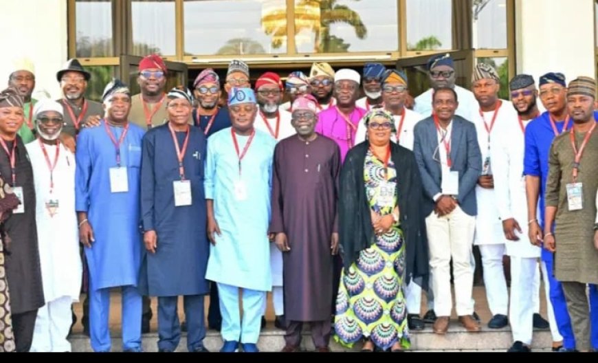 Politics: Obasa, Lagos Lawmakers Meet Tinubu in Abuja, Sing "On-Your-Mandate-We-Shall-Stand" Song After Meeting, Decline Press Briefings