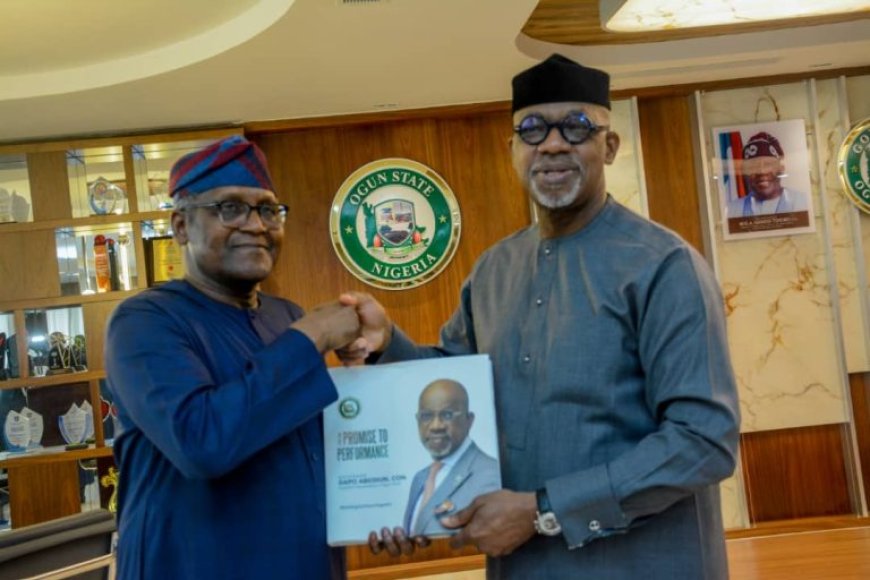 "Your Vision for Attracting Private Sector Investments Brought Us Back to Ogun" Says Dangote, Commends Dapo Abiodun for Investor-friendly Policies