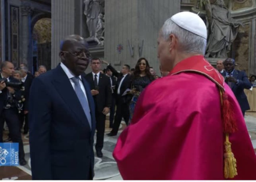 Tinubu Meets Pope Leo XIV, Shakes Hands After Inauguration Mass