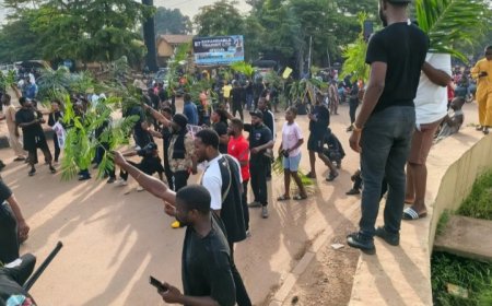 Angry Benue Youths Chase Away Police Commissioner from Protest Ground, Order Him to Go to Benue Killing Scenes at Yelewata