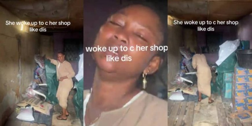 "This is The Fourth Times" - Businesswoman Weeps as Thieves Cart Away All Bags of Rice Offloaded Just a Day Earlier