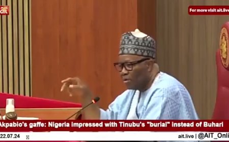 Netizens React as Akpabio Mistakenly Says Tinubu Was 'Buried' Instead of Buhari During Senate Plenary