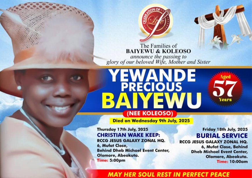 FUNAAB Mourns As Director of Internal Audit, Mrs. Yewande Baiyewu Dies Aged 57