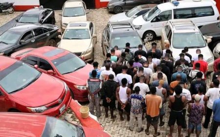 EFCC Arrests 55 Yahoo Boys in Ogun, Recovers Six Exotic Cars, Pistols, Set to Charge Suspects to Court