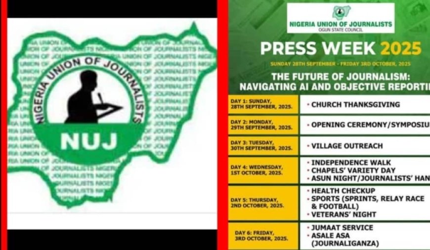 JOURNALISM: Ogun NUJ Unveils Plans For 2025 Press Week to Peak in Jounaliganza Night