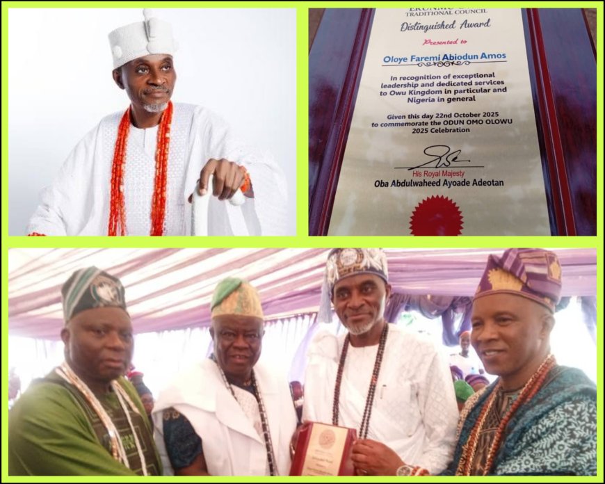 Chief Faremi Honoured with Another Distinguished Award at Odun Omo Olowu 2025