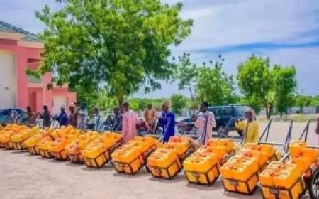 Fight Against Unemployment: Nigerian Politician Empowers Youth With Jerrycans, Wheelbarrows