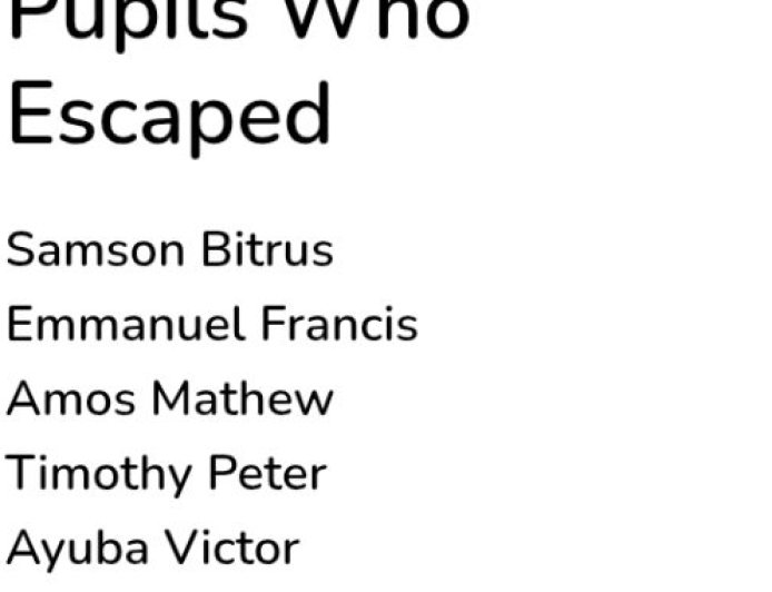 Follow Up: Full List of 50 Students of Catholic School Who Escaped From Bandits' Den