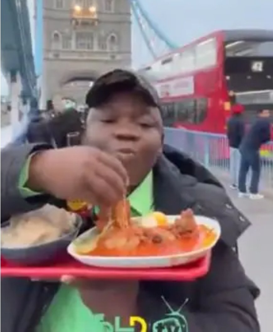 Social Media Knocks, Backlashes Greet UK-Based Nigeria Over Eating Pounded Yam with Bare Hands on London Bridge