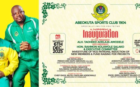 Abeokuta Sports Club Set for Inauguration of Taoheed Awodele Led Executives, Investiture of Patrons, Induction of New Members