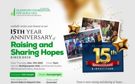 Oladipupo Foundation Sets to Celebrate 15th Anniversary in Grand Style, to Empower 100 Sickle Cell Patients