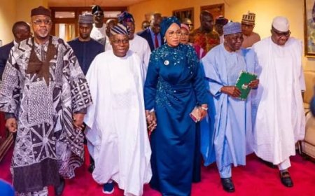 Netizens Reactions Trail Photograph of First Lady Oluremi Tinubu Holding Obasanjo's Hand
