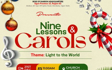 RCCG Rose of Sharon Floats Nine Lessons & Carol's Service 2025, Invites Egba Carol Crooner Awe