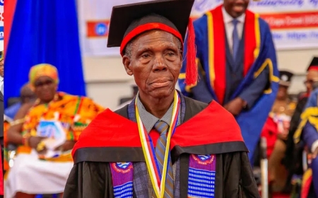 81-Year-Old Father of UCC Acting Vice-Chancellor Bags MBA 47 Years After First Degree,Says "I’m Excited My Son is Graduating Me Today"