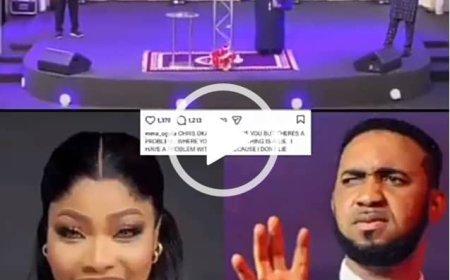 Pastor Christ Okafor Bows to Pressure, Kneels as He Publicly Apologies to Actress Doris Ogala During Church Service