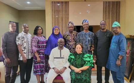 MAPOLY Management Pays Courtesy Visit to First Registrar, Amb. Ronke Folarin at 81