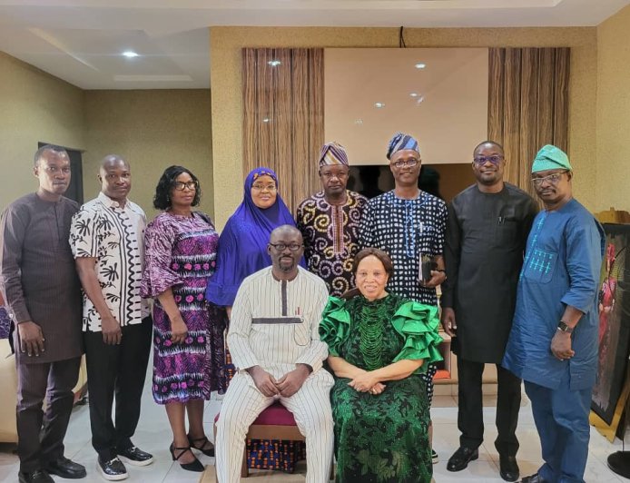 MAPOLY Management Pays Courtesy Visit to First Registrar, Amb. Ronke Folarin at 81