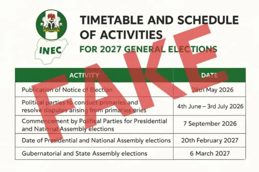 INEC Refutes Reports of Releasing Timetable For 2027 General Election