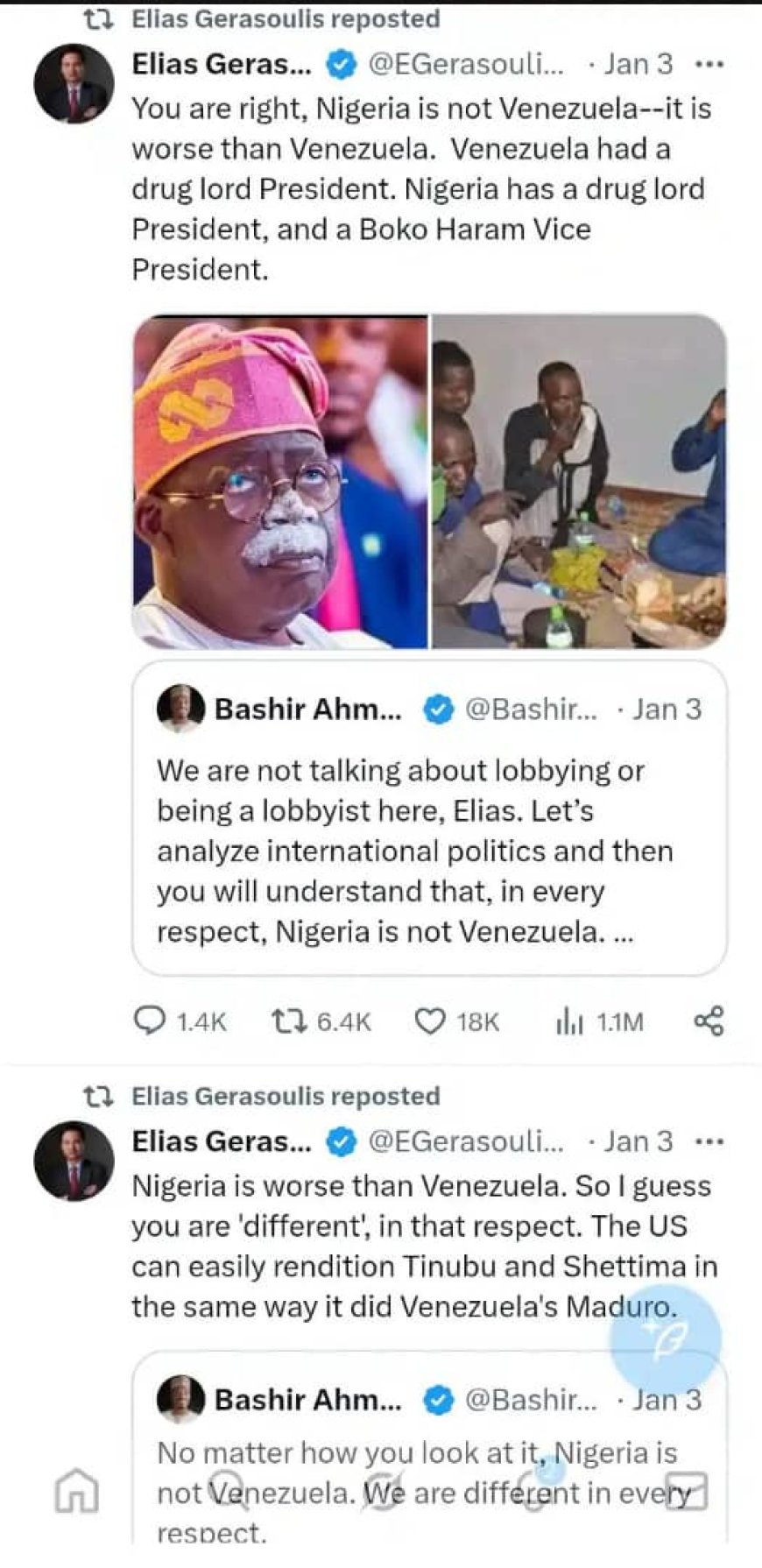 VIRAL X BANTER:"Nigeria is Not Venezuela, ...US Can Easily Rendition Tinubu, Shettima The Same Way It Did Venezuela’s Maduro - US Lobbyist Tells Bashir Ahmad in Heated Exchange