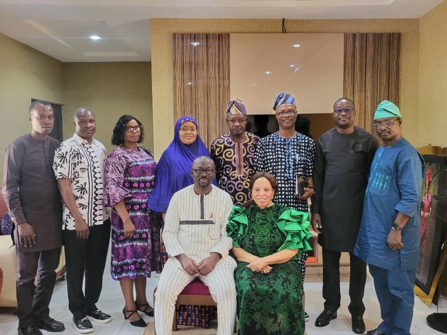 MAPOLY Management Pays Courtesy Visit to First Registrar, Amb. Ronke Folarin at 81