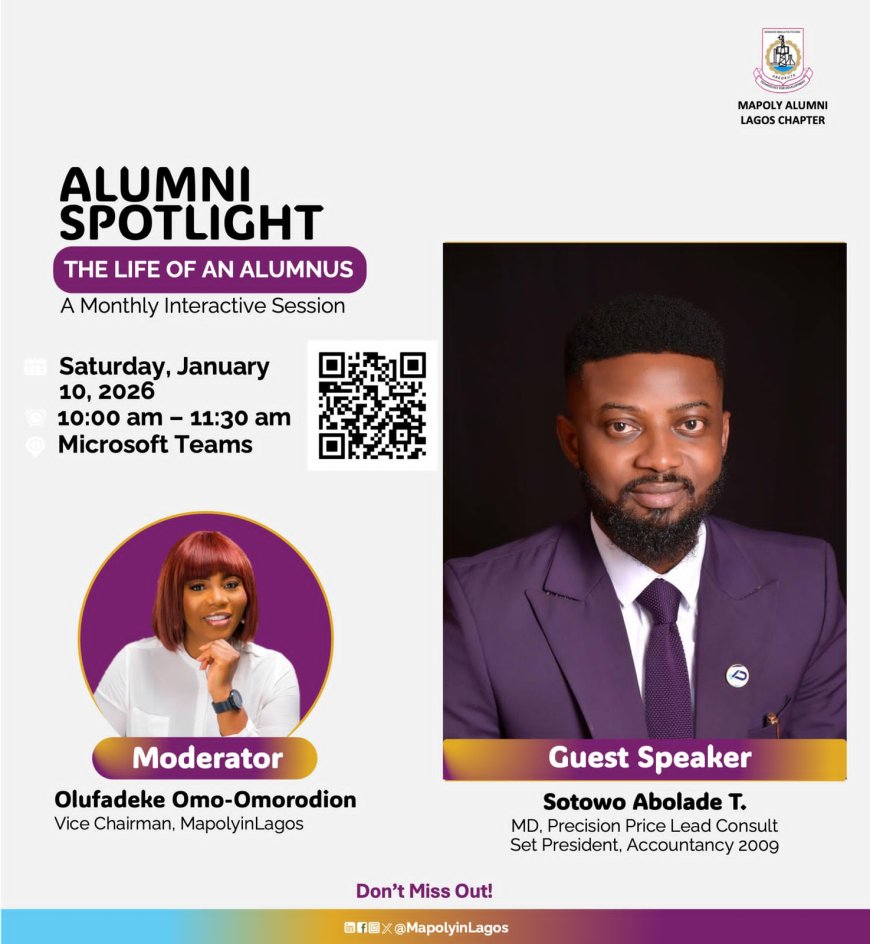 MAPOLY Alumni Lagos Spotlights Sotowo Abolade on January 10, Focus on Navigating New Tax Reforms, Realities