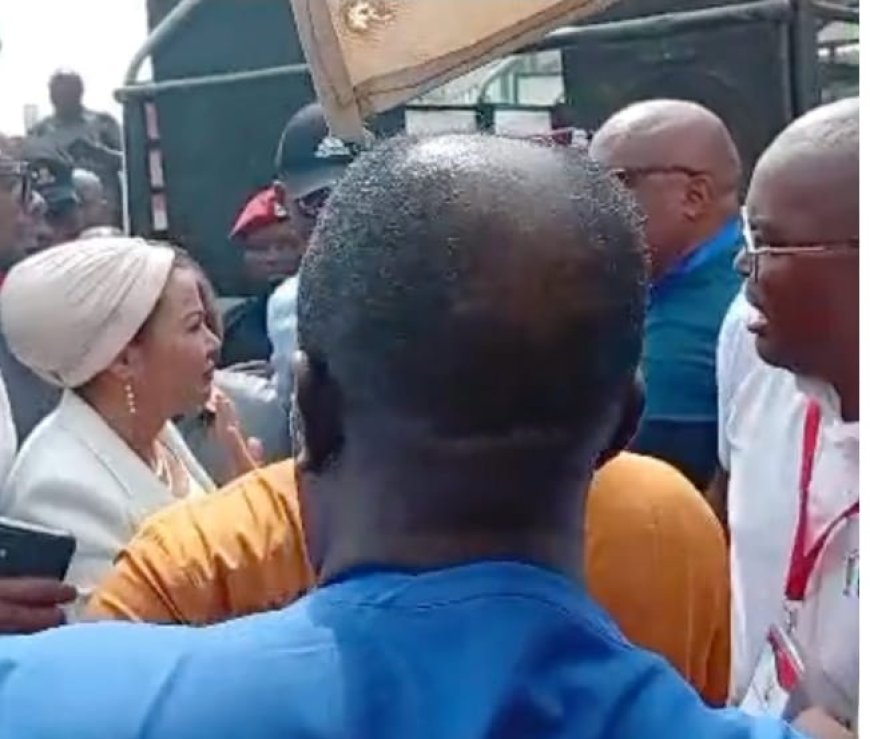 Gunshot, Chaos Broke Out At Federal Finance Ministry as Protesting Contractors Block Minister from Entering Ministry Over Debt